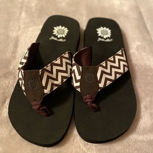 Yellow Box flip flops